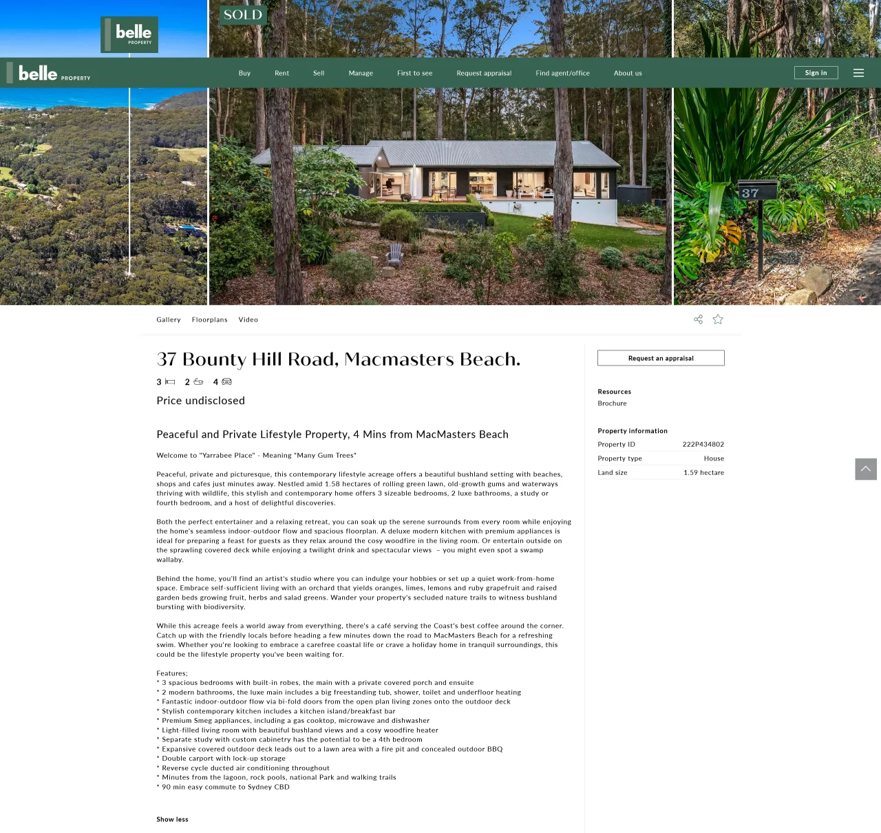 Example of real estate copywriting for a Belle Property listing.
