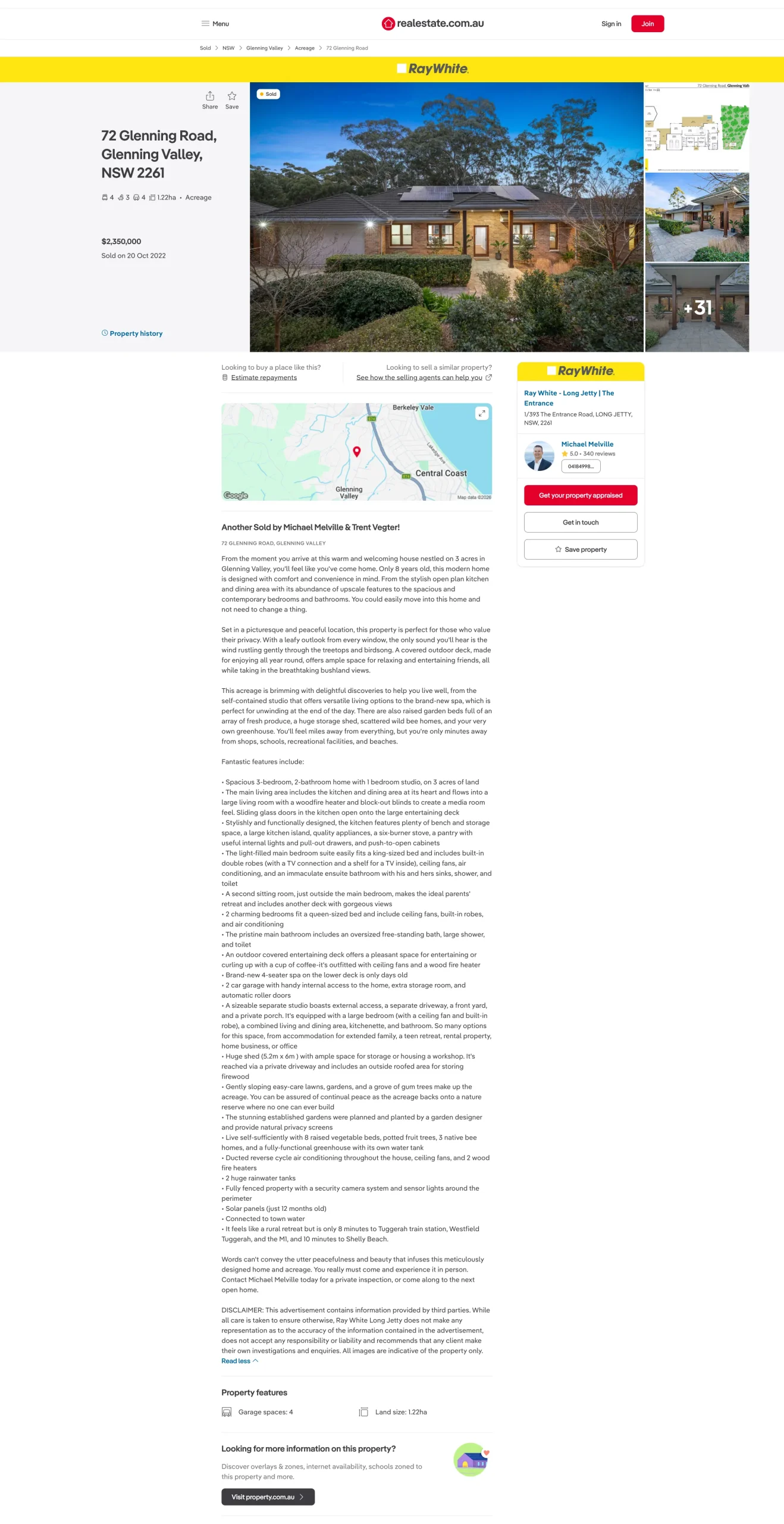 Example of real estate copywriting for a Ray White property listing.